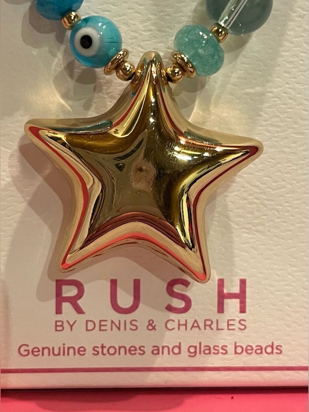 Rush by Denis & Charles NWT Evil Eye Beaded Bag Charm Gold Star Pendant Keychain - Picture 3 of 5